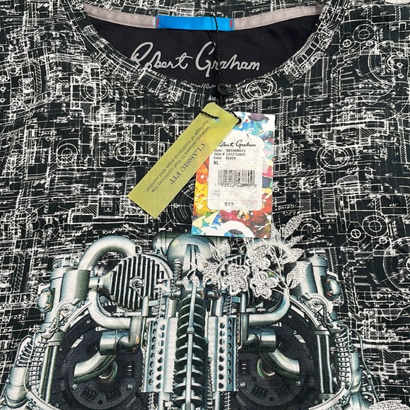 NWT ROBERT GRAHAM
Mechanical Cotton T Shirt - Picture 3 of 3